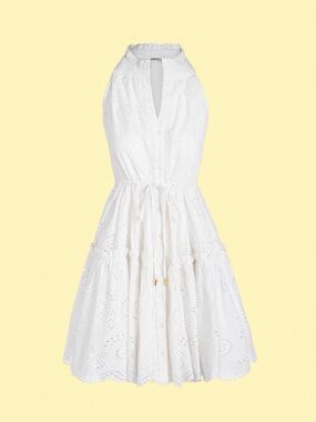 White Eyelet Halter Tie-Waist Dress Size Small